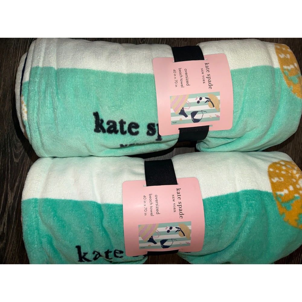 Kate Spade Beach Towel Oversized 40x70 Sunglasses Bag Striped Graphic Poolside